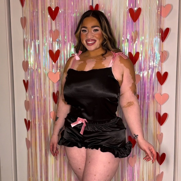 Other - Black and Pink Satin Sleepwear Set